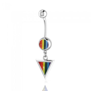 Rainbow Triangle belly button Silver body jewelry BJ024 - Jewelry